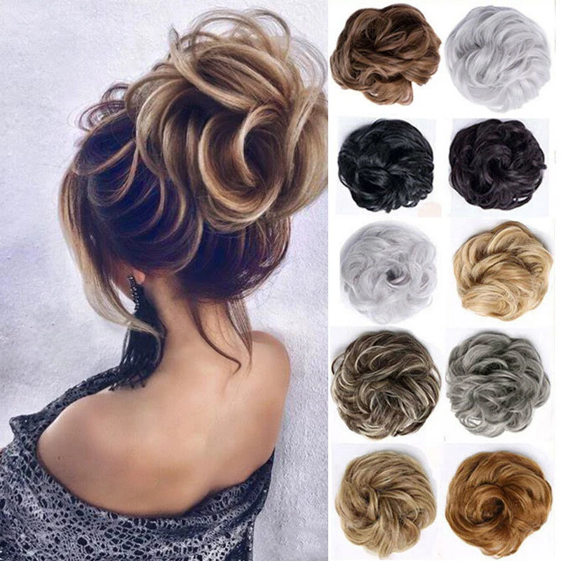 LVHAN Cosplay 56-Color Chignon Buns Synthetic Curly Wigs Chemical Fiber Hair Fake Chignon Buns Hair Accessories