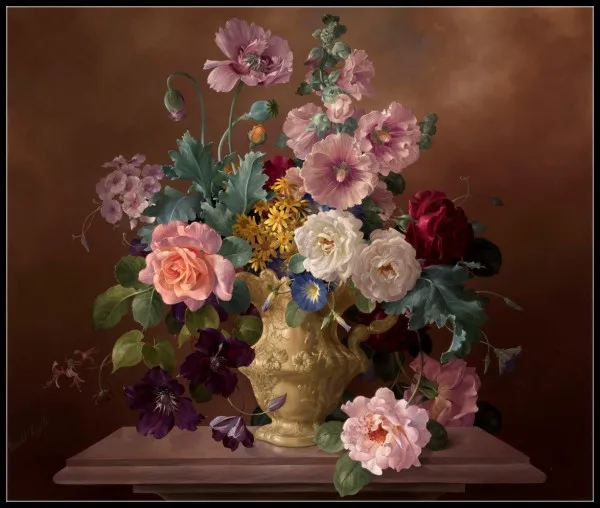 270w x 230h Spring Bouquet Collection- Counted Cross Stitch Kits- DIY Handmade Needlework for Embroidery 14 ct Cross Stitch Sets DMC Color - Color: 270w x 230h