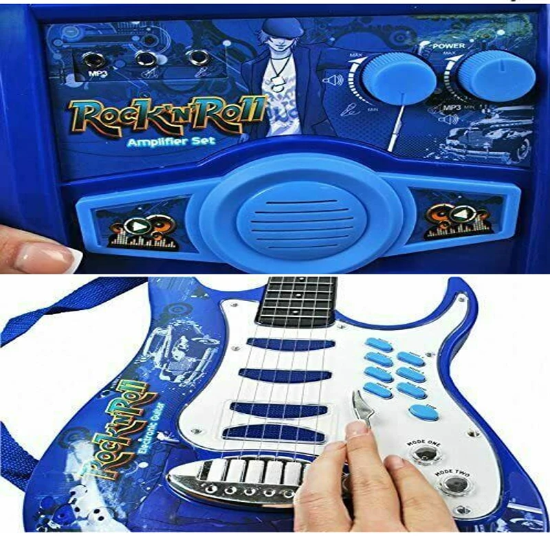 Электрогитара 6 струн + микрофон усилитель динамик совместим с MP 3 музыкальный