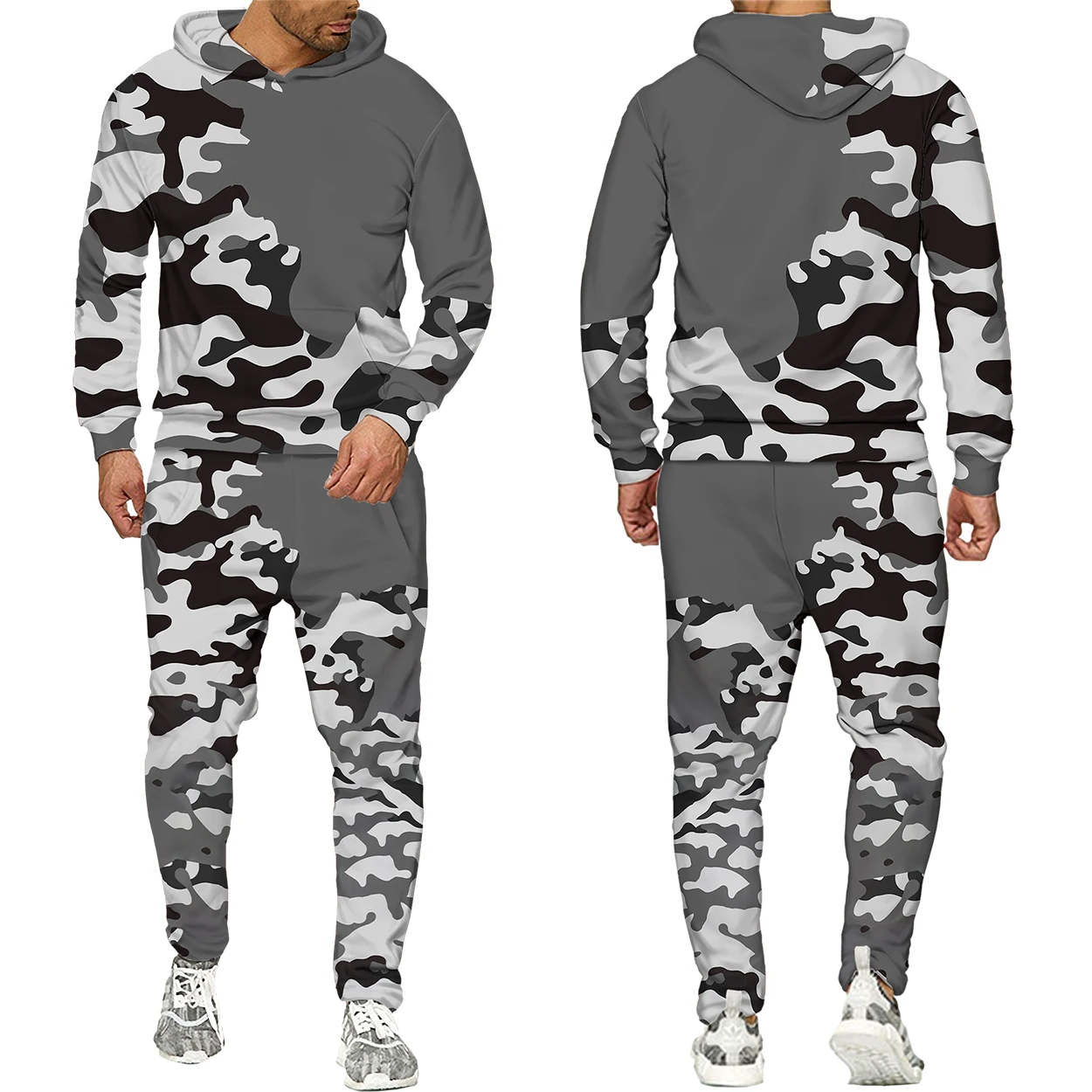 Men Cool Camouflage Printed Pullover/Trousers/Suits Men's Hoodie Pants Tracksuit Outdoor Sport Camping Hunting Casual Male Suit images - 6