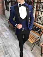 custom made groomsmen black groom tuxedos 2020 shawl satin lapel men suits wedding best man blazer jacketpantsvesttie