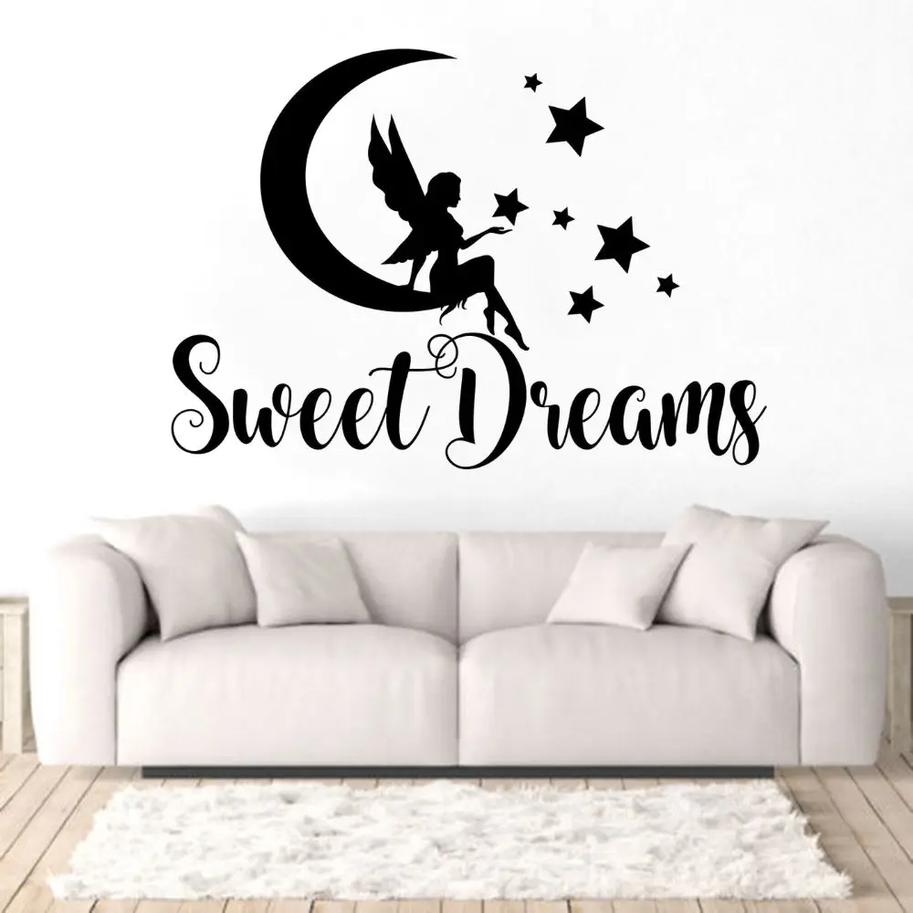 Милые сны Фея в Луне Наклейка на стену художественная наклейка для дома и детской