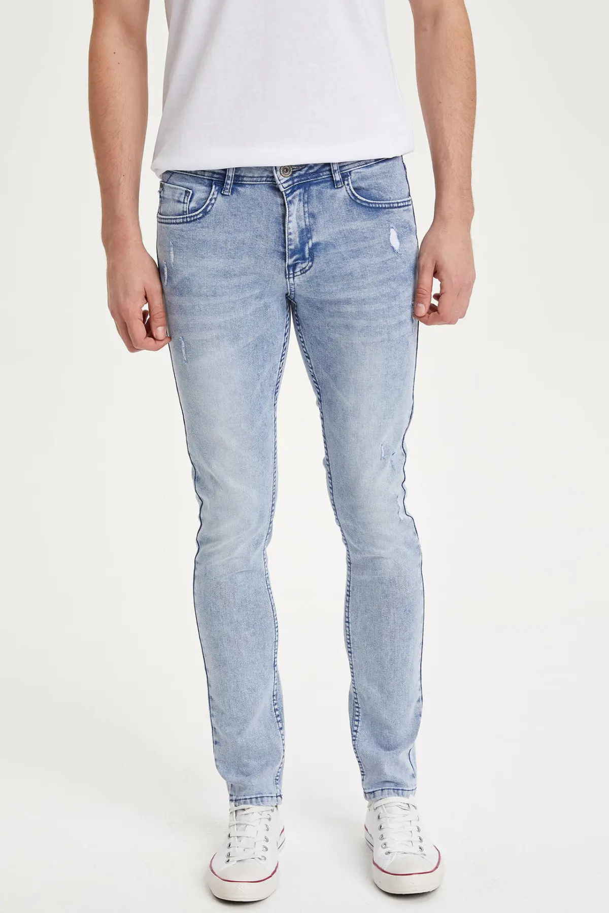 Дефакто мужские модные вымытые светильник синие простые брюки повседневные