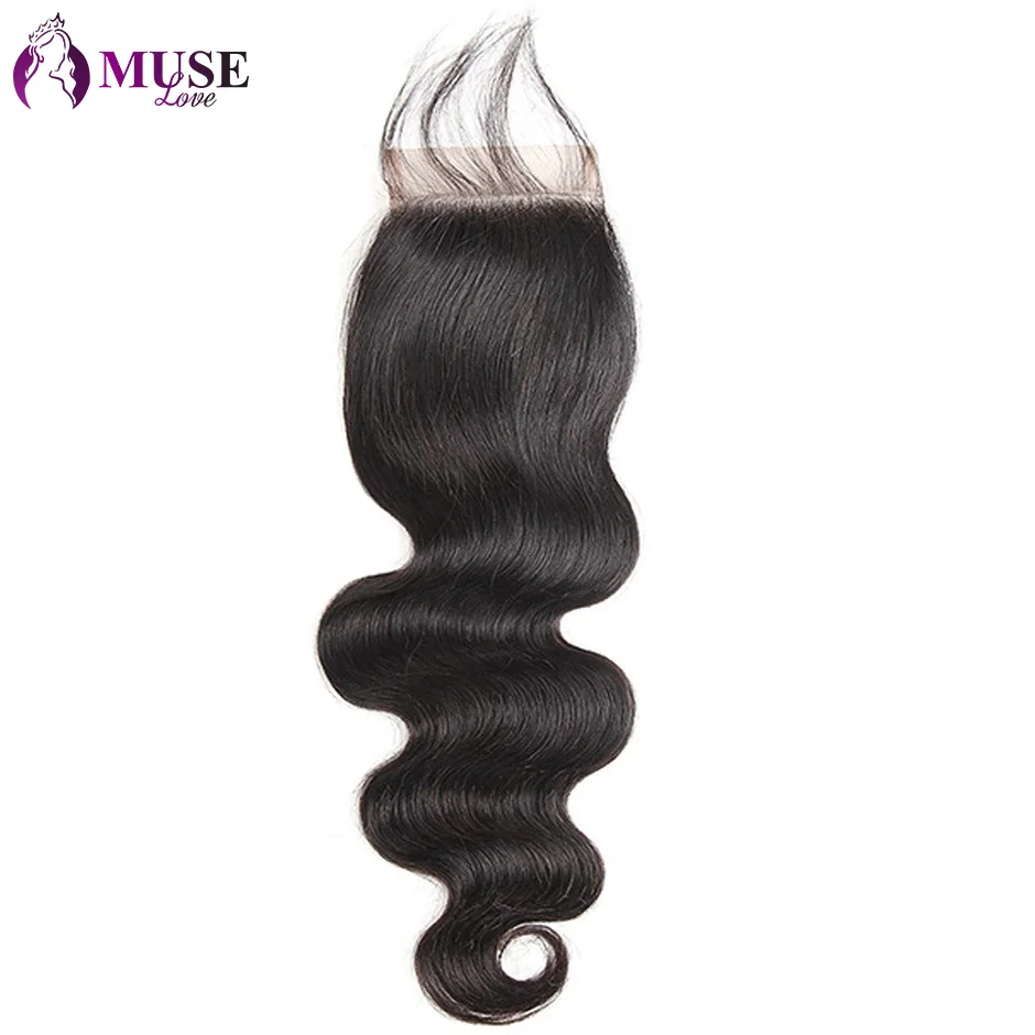 

4x4 Lace Closure Brazilian Body Wave Closure Remy Human Hair Lace Closure with Baby Hair Swiss Lace Medium Brown Can Be Bleached