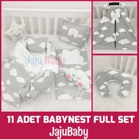 jaju baby handmade gray cloud luxury baby nest baby sleep 11 piece full set breastfeeding pillow stroller cover portable bed
