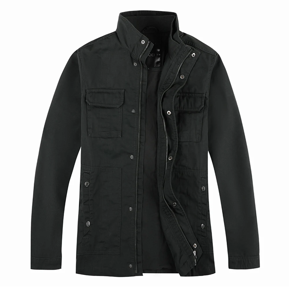 

KISSQIQI Mens Military Jackets Cotton Casual Stand Collar Full Zip Outdoor Army Work Coat Windbreaker