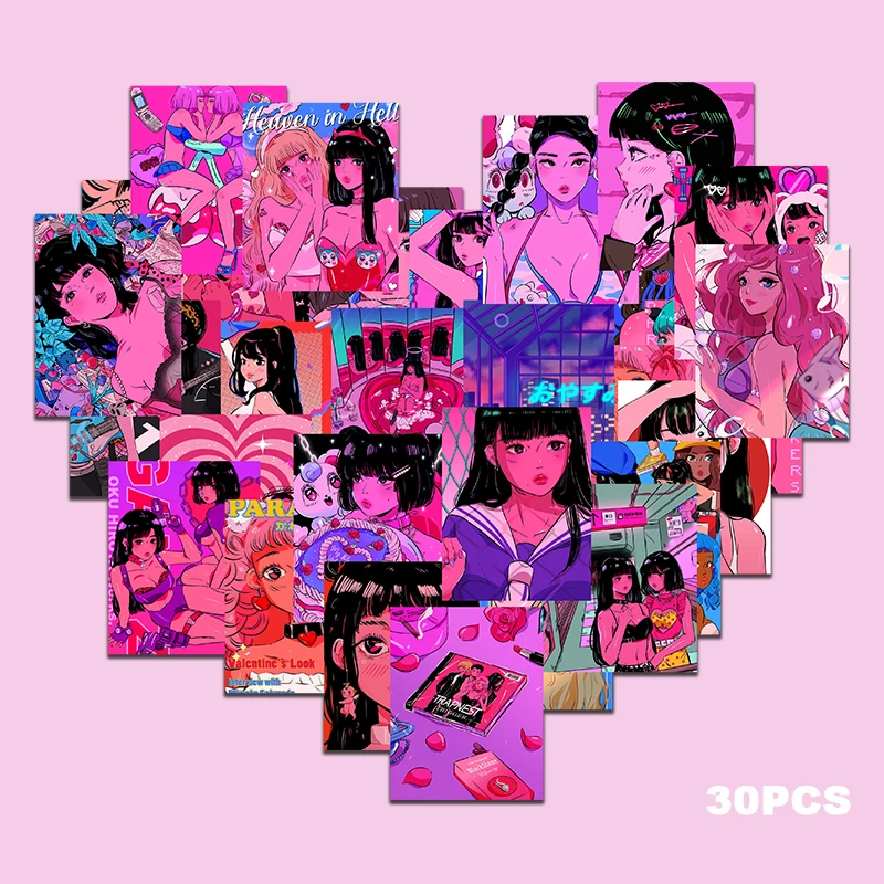 

30Pcs Girl Series Stickers Aesthetic Stickers Decorative Ablum Diary Squared Paper Stickers For Children Stationery