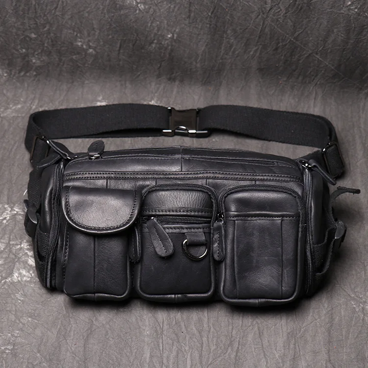

Casual Chest Bag For Men Genuine Leather USB Charging Cross body Sling Bag Black Youth Fashion Shoulder For 7.9 Inch iPad