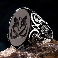sterling silver hoopoe on onyx stone and ottoman crest ring fashion turkish premium quality handmade jawelery