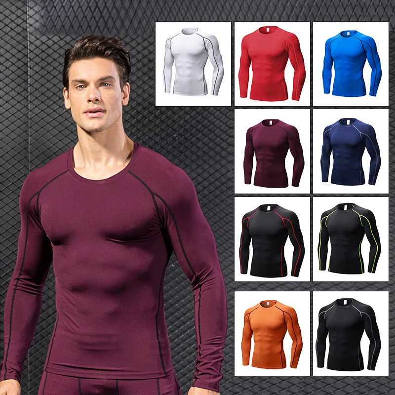 

New Men's Spring and Autumn Fitness Sports Running T-shirt Skin-friendly Elastic Quick-drying Long-sleeved