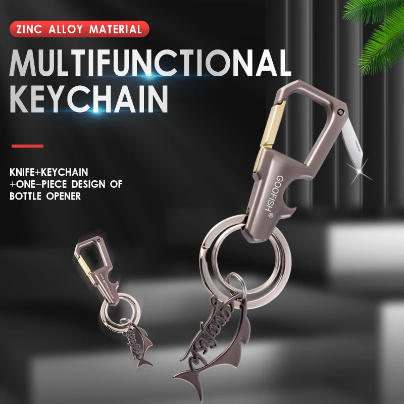 

GOOFISH® KEY CHAIN BOTTLE OPENER PACKAGE KNIFE MULTI-FUNCTION CARABINER CAR KEY CHAINS FOR MEN AND WOMEN