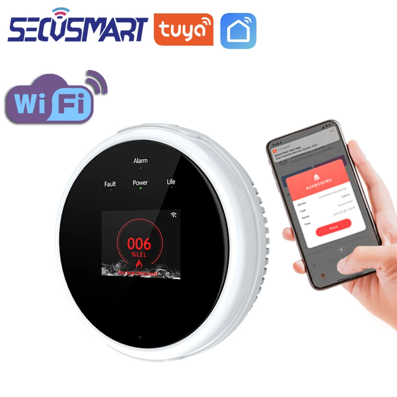 

Датчик утечки природного газа Tuya с Wi-Fi и TFT-экраном