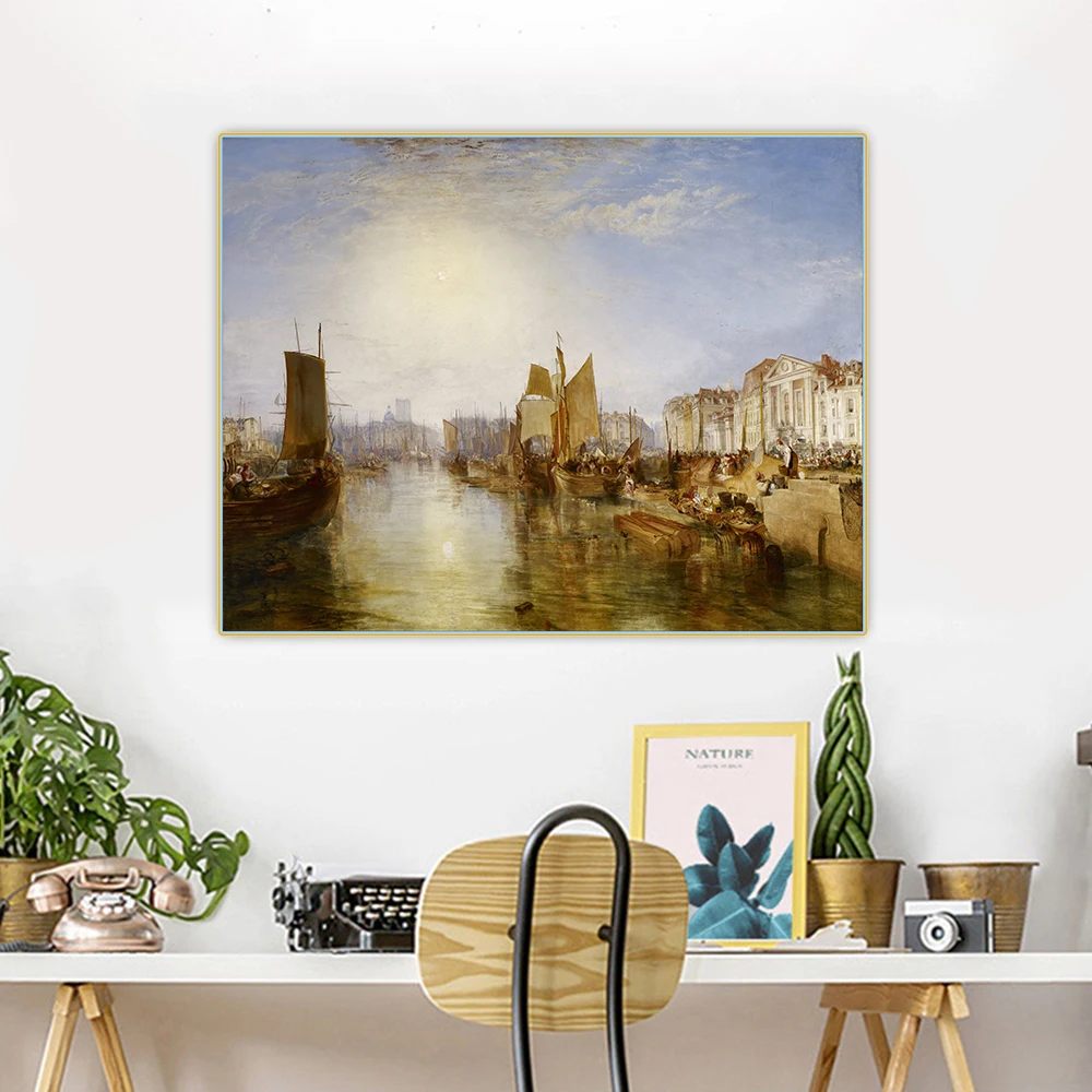 

Holover Canvas Oil Painting William Turner"The Harbor of Dieppe"Romanticism Artwork Wall Art Aesthetic Home Interior Decoration