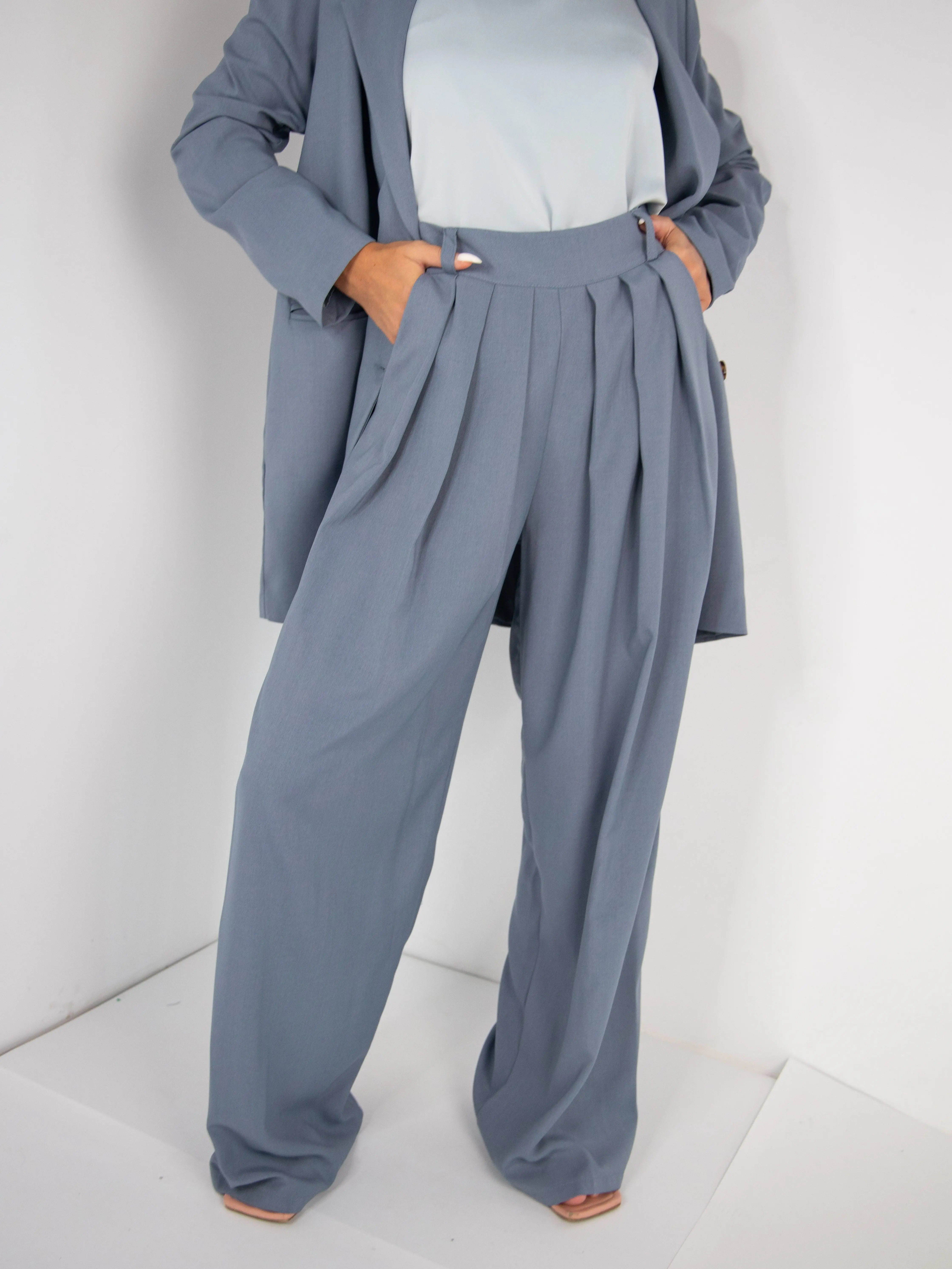 Фото Брюки палаццо с карманами Серо-голубой 7920 (Серо-голубой 42) | Женская одежда