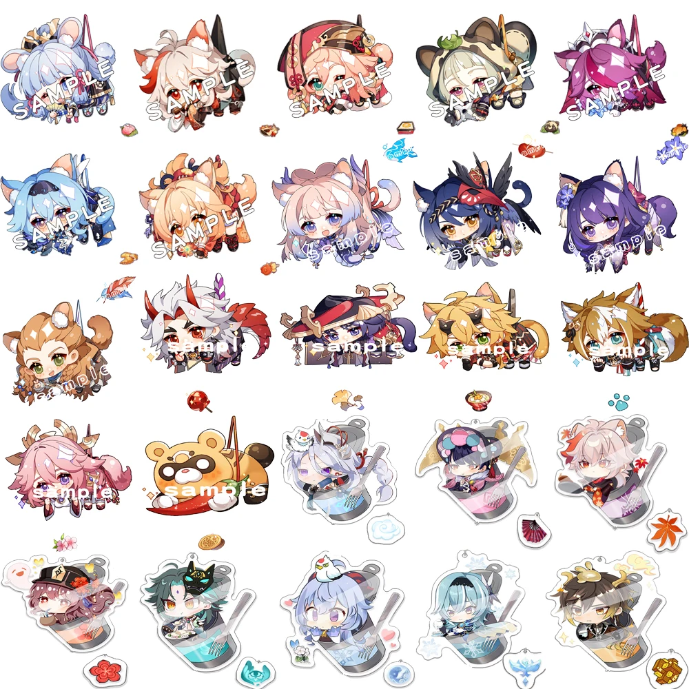 

25pcs New Genshin Impact Keychain Cosplay Kazuha Ayaka Yoimiya Eula Cartoon Character Car Pendant Arcylic Key Chain Accessories