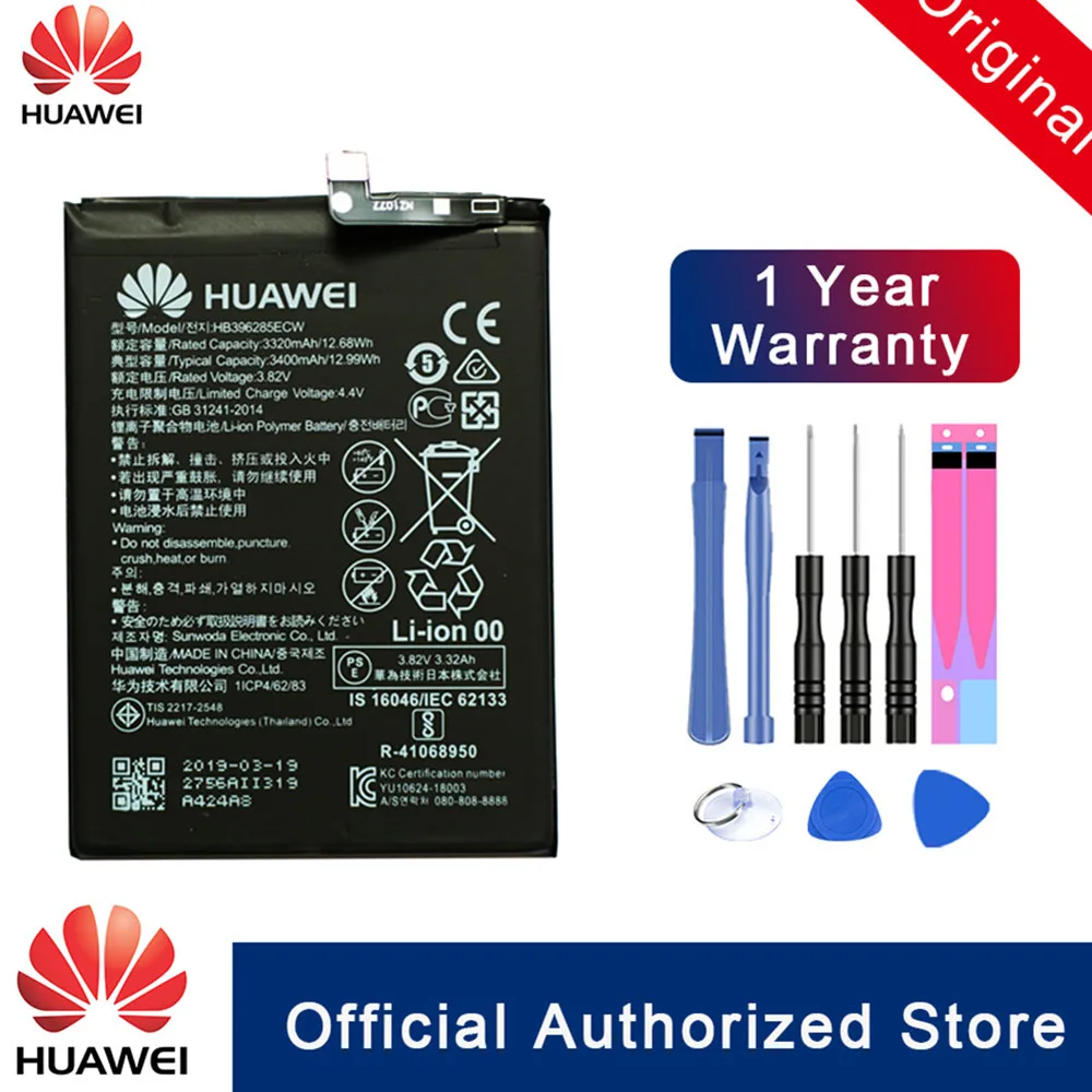 Hua Wei 100% Original Battery HB396285ECW For Huawei P20 / Honor 10 /Honor Lite 3400mAh Replacement Phone Batteria Akku | Мобильные