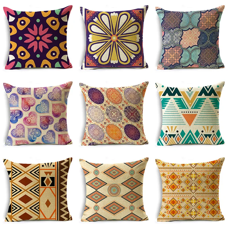 

Vintage Bohemian Ethnic Windmill Cushion Cover Home Decorative Pillowcase 40cm/45cm and 50cm Linen Decorative Pillowcases