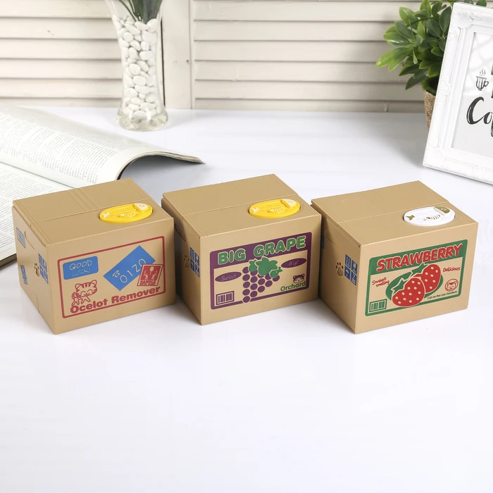 Копилка пластик &quotКиска прячет монетки&quot МИКС 10х9х10 см|Копилки для денег| |