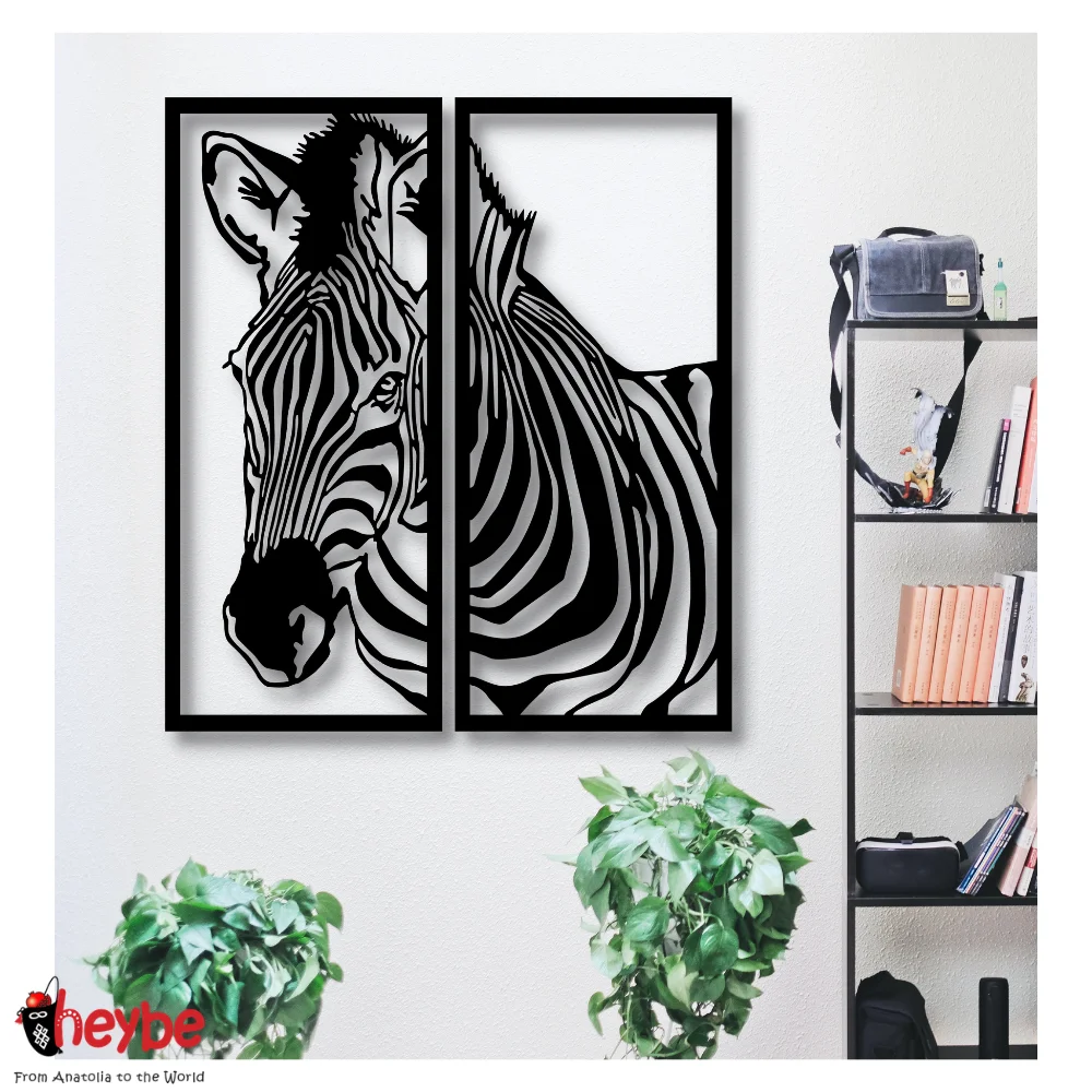 

Wooden Wall Art and Decoration 2 Pcs Zebra Black Color Modern Nature Animals Home Office Bedroom Living Room Kitchen Creative Quality Gift Ideas New 3D Stylish 2021 Ornament Beautiful Cute Painting Souvenir