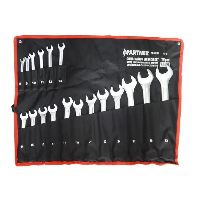 Набор ключей комбинированных 18пр.(8-19 21 22 24 27 30 32мм) на полотне Partner PA-3018P