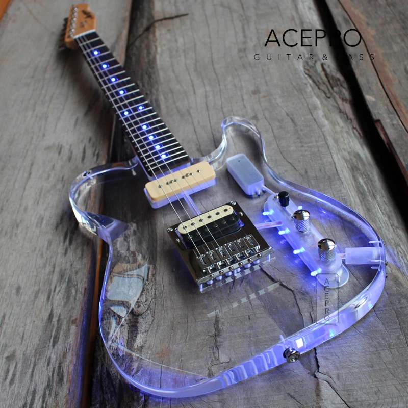 Новое поступление электрическая гитара Acepro светодиодный светодиодной