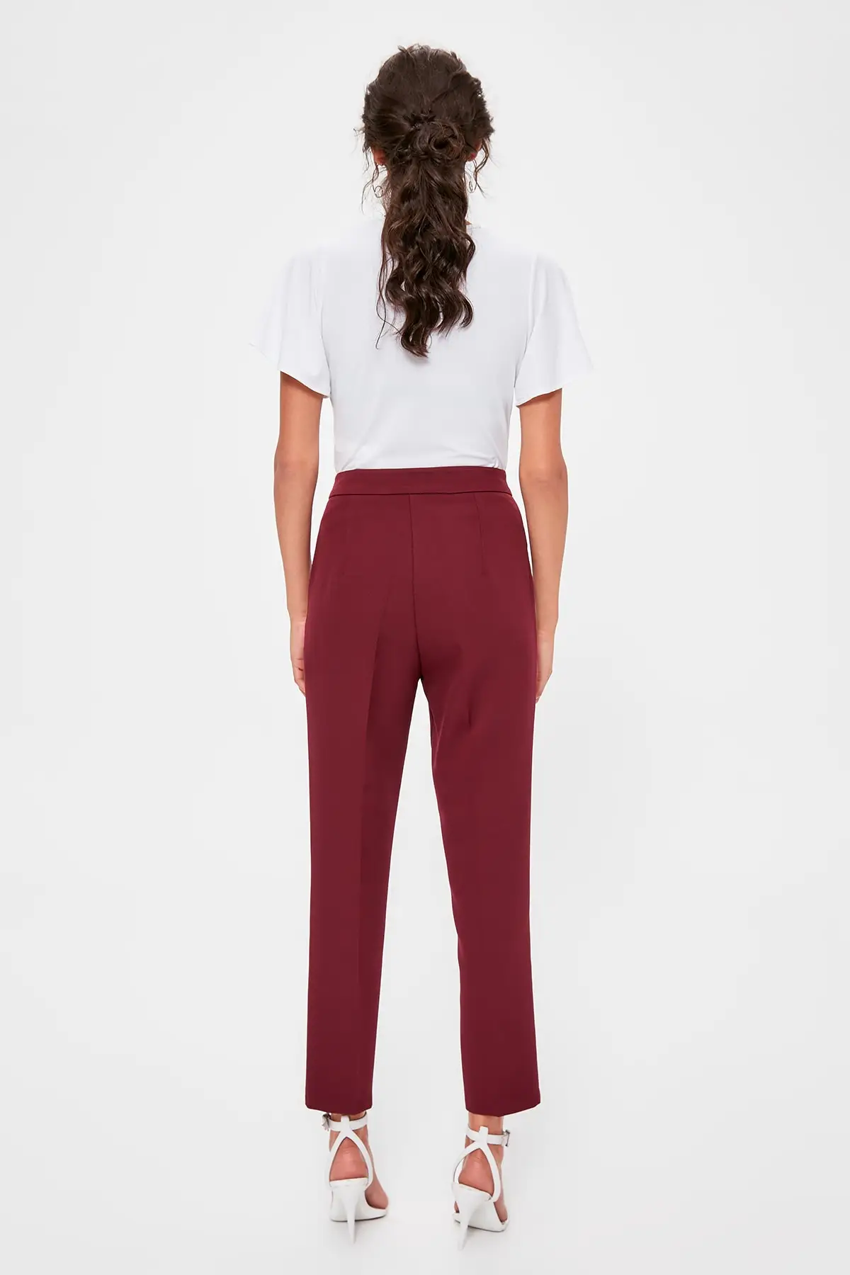 Trendyol бордовые базовые брюки TWOAW20PL0322