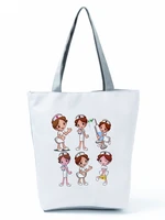 cartoon nurse printed handbag women shoulder bag high capacity outdoor travel beach bag use female shopping bag custom pattern