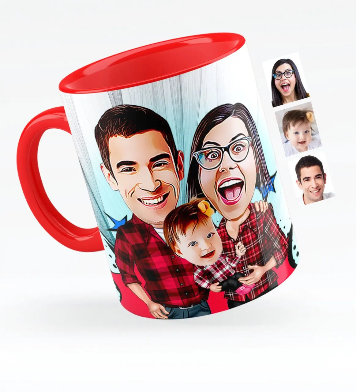 

Personalized Family Caricature Of Red Mug Cup-2