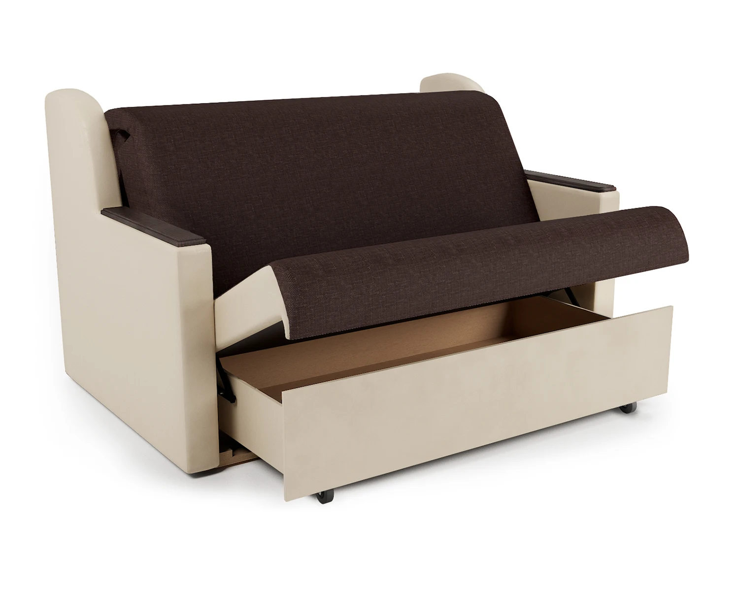 Диван аккордеон Аккорд Д 120 рогожка шоколад и экокожа беж| |