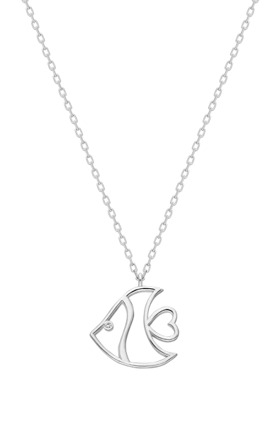 

Retail 925 Silver Gift Diamond Pendant Animal Fish Present Necklace Accessory Trendy for Women Turkish Jewelry