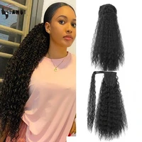 dianqi black 21 22 inch afro curly wig synthetic corn ponytail hair high temperature fiber long lastiing wigs