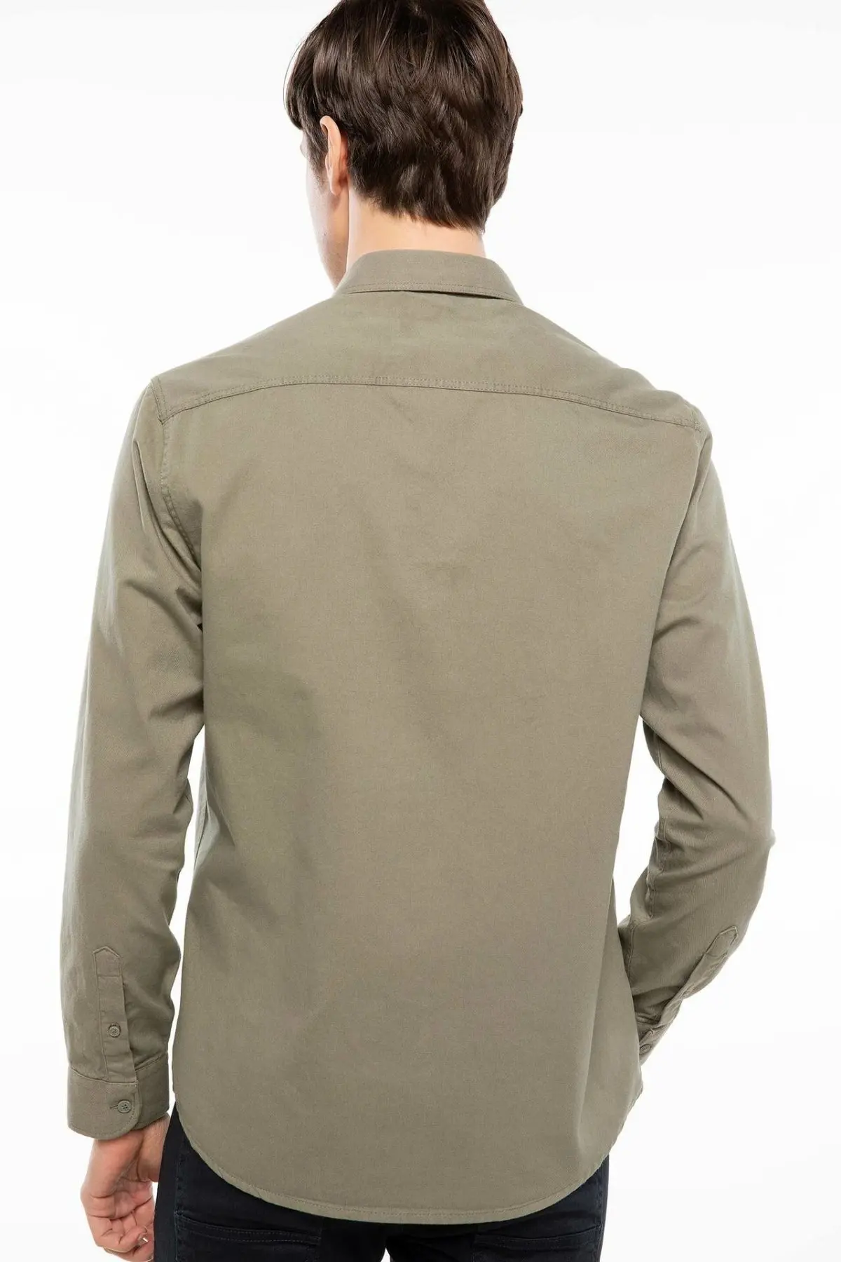 DeFacto Man Cool Army Green Tops Shirts Men Pockets Decors Casual Long Sleeve Shirt Male Autumn Shirts-J1538AZ18AU | Мужская одежда