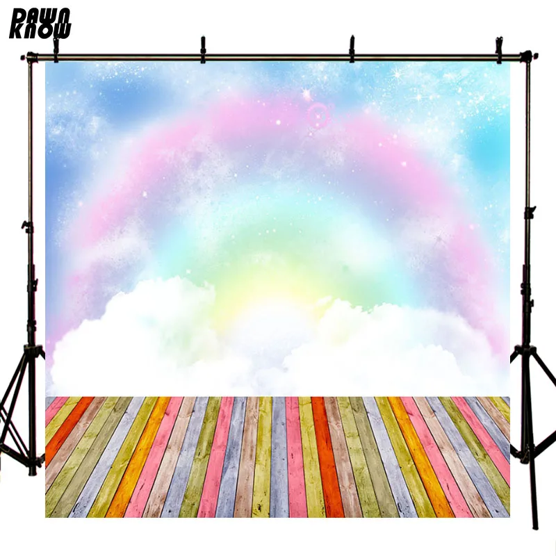 Цветной Виниловый фон dawnзнаем с облаками детский Радужный для фотосъемки