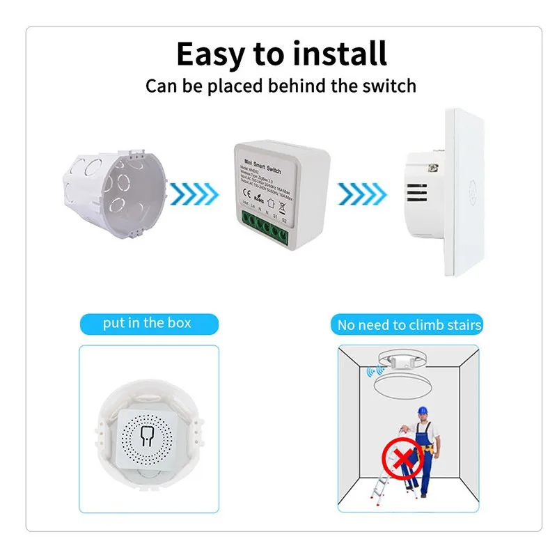

Tuya ZigBee 3.0 16A Mini Smart Wifi DIY Switch Supports 2 Way Control, Smart Home Automation Module,Works with Alexa Google