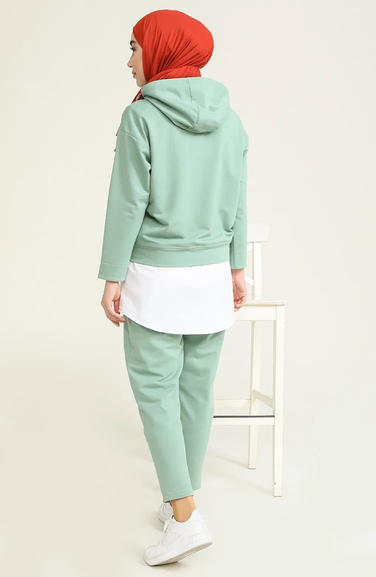 Hooded Tracksuit Set Zippered Pocket Long Sleeve Elastic Waist Sweatpants Women Fashion Muslim Hijab Turkey Istanbul Islam Dubai
