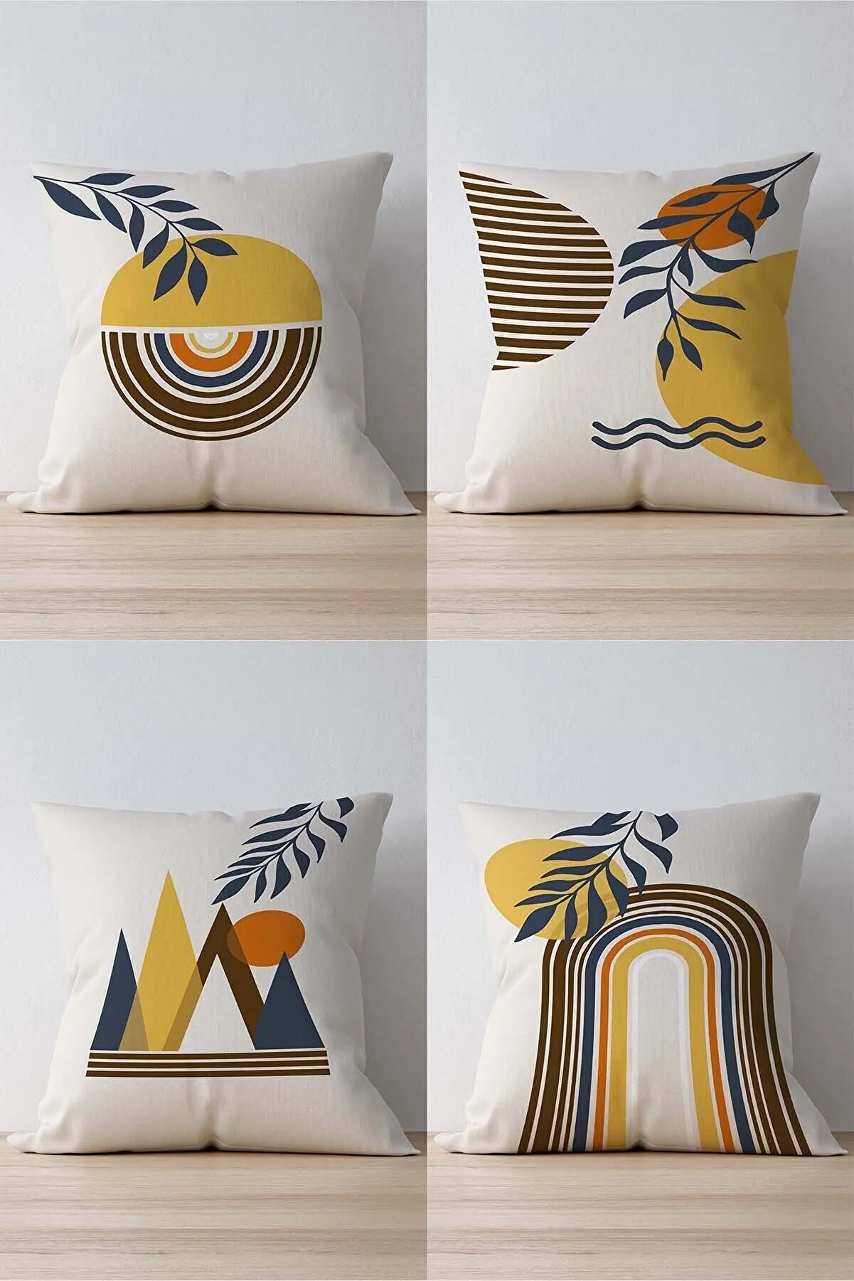 

Double Sided Printed Omega Patterned 4-Set Suede Throw Pillow Cover Living Room Bedroom Textile Colorful Stylish Modern
