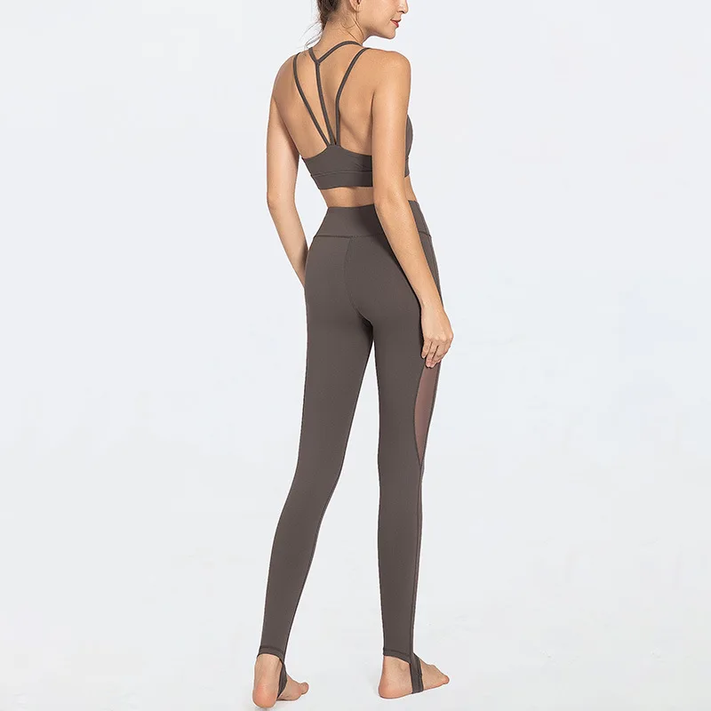 

Gym Sets Workout Tracksuit 2PCS Outfits Athletic Set Stirrup Legging and Strappy Sports Bra Fitness Suit for Woman