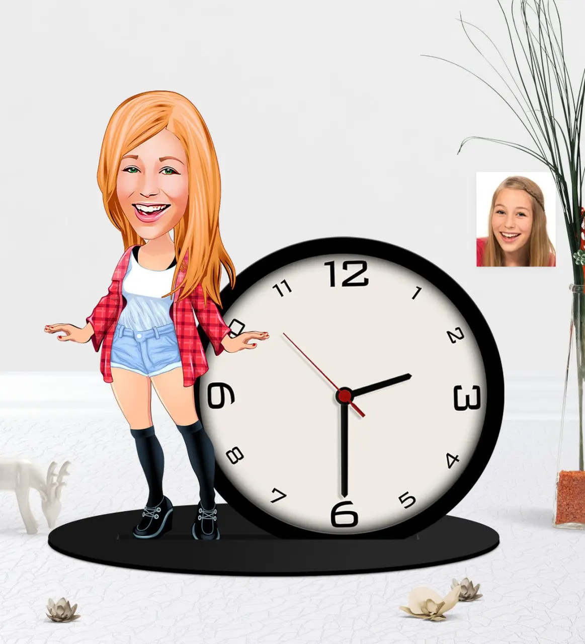 

Personalized Women 'S Caricature Of Wooden Trinket Table Saati-14