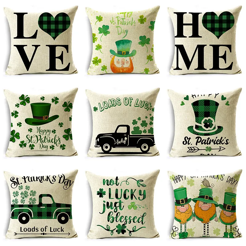 

Irish Festival Pillowcase St. Patrick's Day Car Cushion Cover 40cm/45cm and 50cm Linen Home Decorative Pillowcases