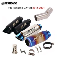 motorcycle exhaust system for kawasaki zx10r 2011 2021 middle link pipe slip on 51mm mufflers stainless steel reserve catalyst