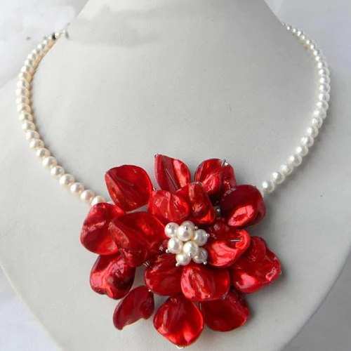 

Ожерелье из пресноводного искусственного цветка, 18 дюймов, белый круглый настоящий жемчуг, ювелирные изделия ручной работы, очаровательный...