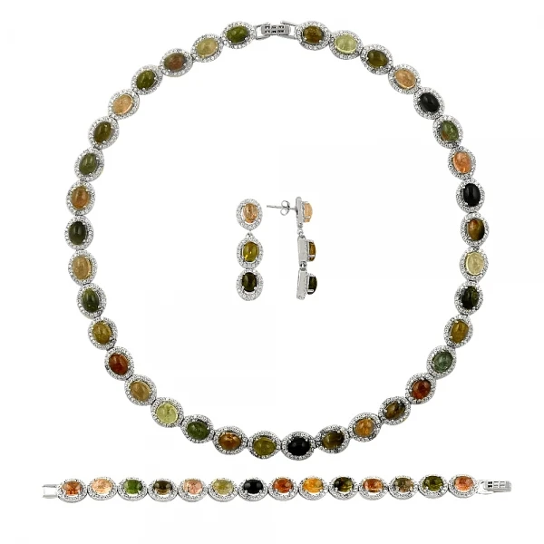

Silver 925 Sterling Natural Tourmaline Gemstone Set