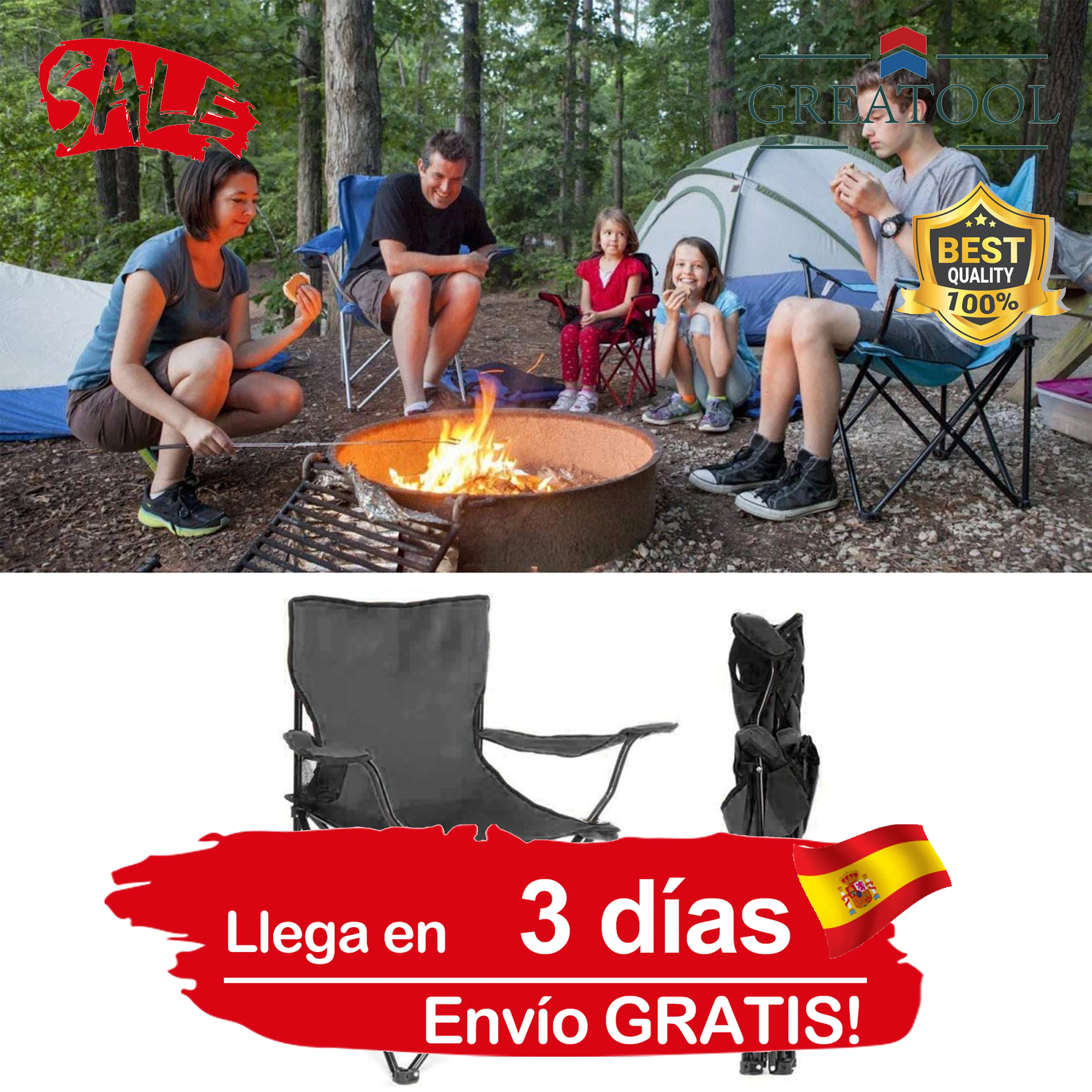 Portable Folding Camping chair lightweight fishing Camping BBQ extended hiking seat ultralight garden Spain shipping