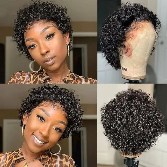 

Pixie Cut Wig Closure Water Wave Bob Short Human Hair Wigs 13x2 Transparent Lace Front Wig With Baby Hair
