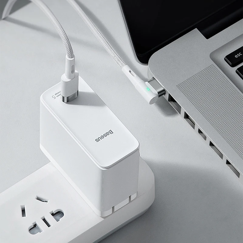 Магнитный кабель Baseus зарядка для MacBook с мощностью 60 Вт встроенный световой