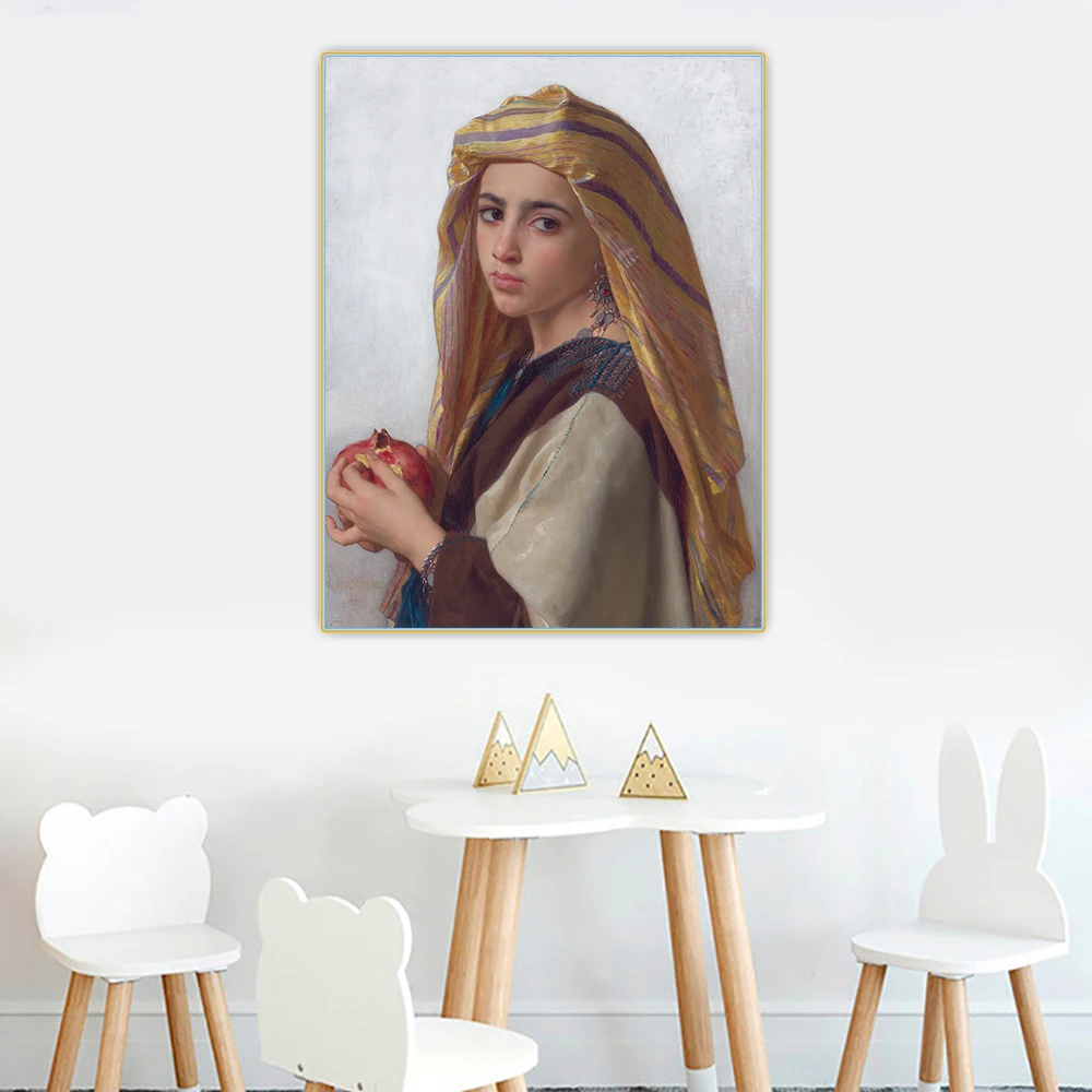 Картина маслом на холсте Вильям Адольфа буваре Девушка с гранатом эстетическое