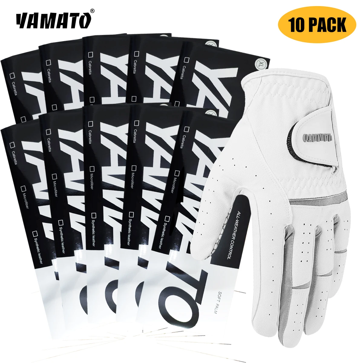 10 Pack YAMATO Soft Ultra-thin Breathable Premium Microfiber Left Hand Golf Gloves for Men
