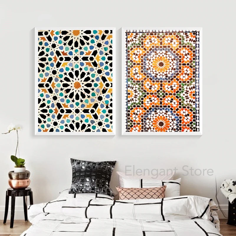 Марокканская настенная Картина на холсте мозаика восточные арабские плакаты и