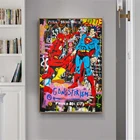Плакаты и принты с изображением Диснея, граффити, холст, настенная живопись, супергерои Марвел, Боевая картина для декора комнаты, плакаты