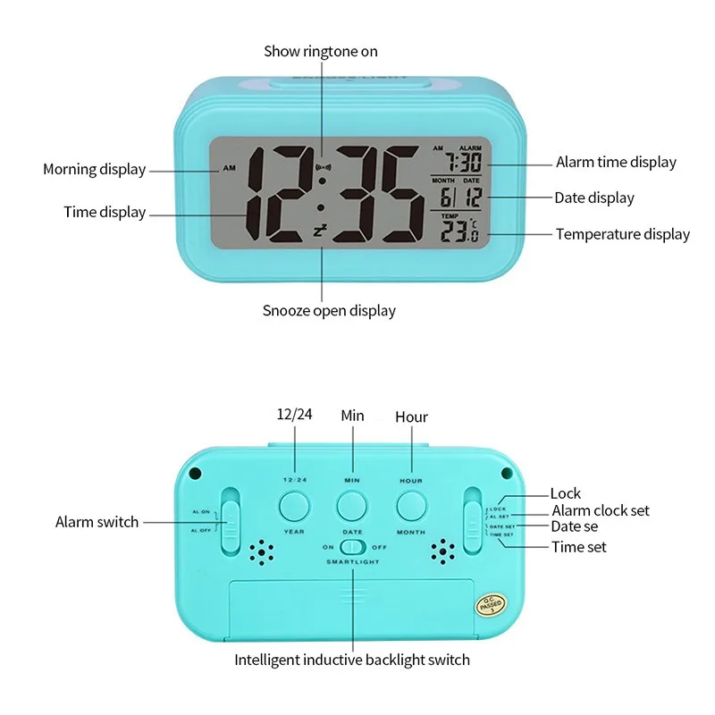 1 шт. светодиодный цифровой будильник электронные часы умный бесшумный дисплей с